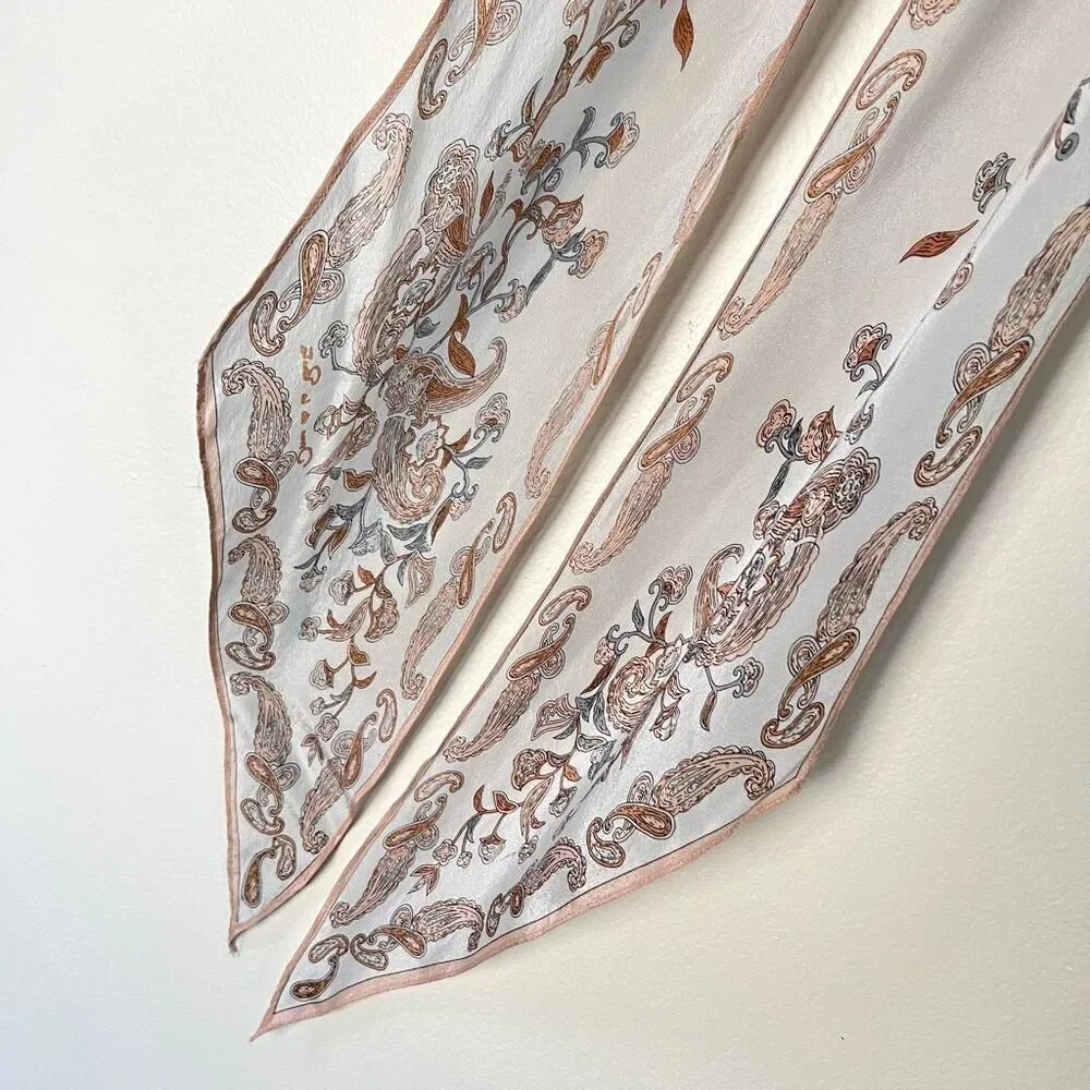 VTG Oscar de la Renta Silk Oblong Scarf Art Nouveau Romantic Bias Cut ~70”